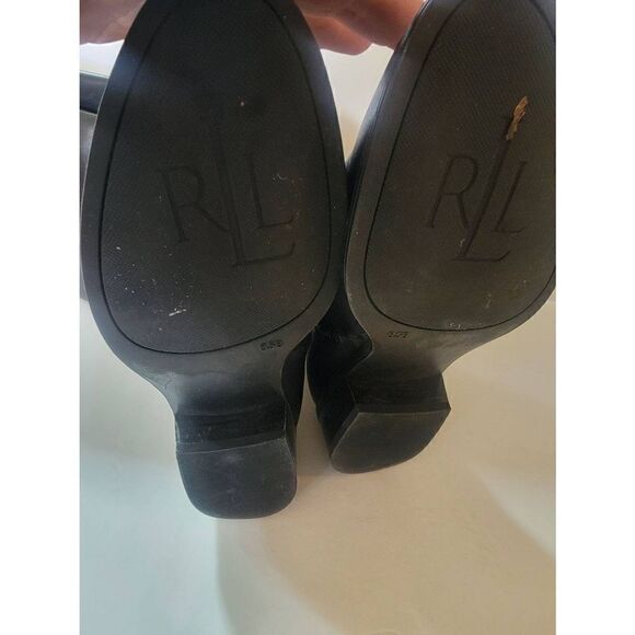 Lauren By Ralph Lauren Women's Black Leather Buckle Mid-Calf Boots Size 8.5 - Picture 5 of 6